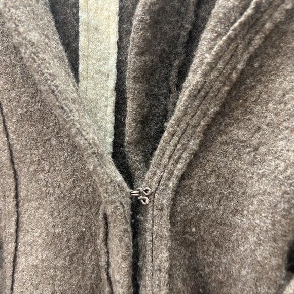 Anthropologie Rosie Neira Brown 100% Wool Cardigan XXS Petite Tie Waist Hooded - Picture 2 of 7